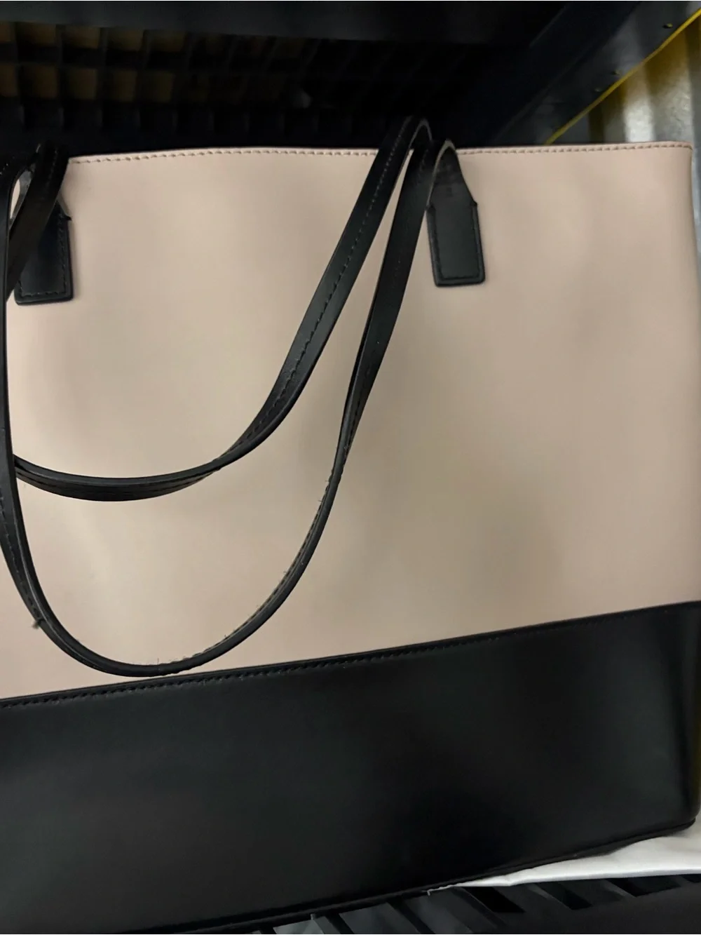 kate spade Two-Tone Black and Blush Leather Tote with Tassel